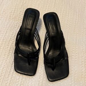 Topshop Elegant Black Leather Mules
